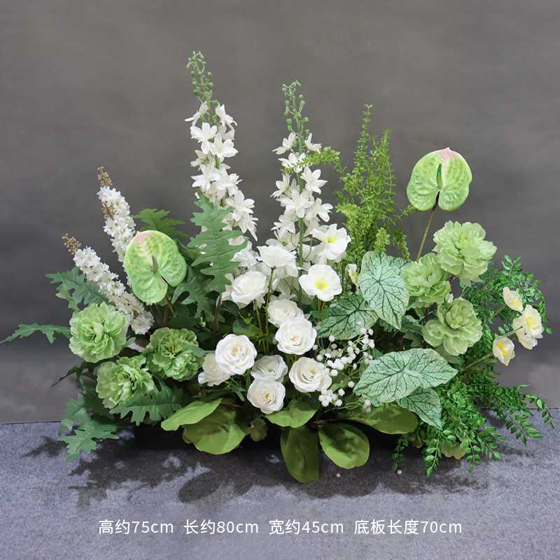 森系婚庆婚礼装饰大款地排花艺角花挂花盆花绢花路引花球美陈道具