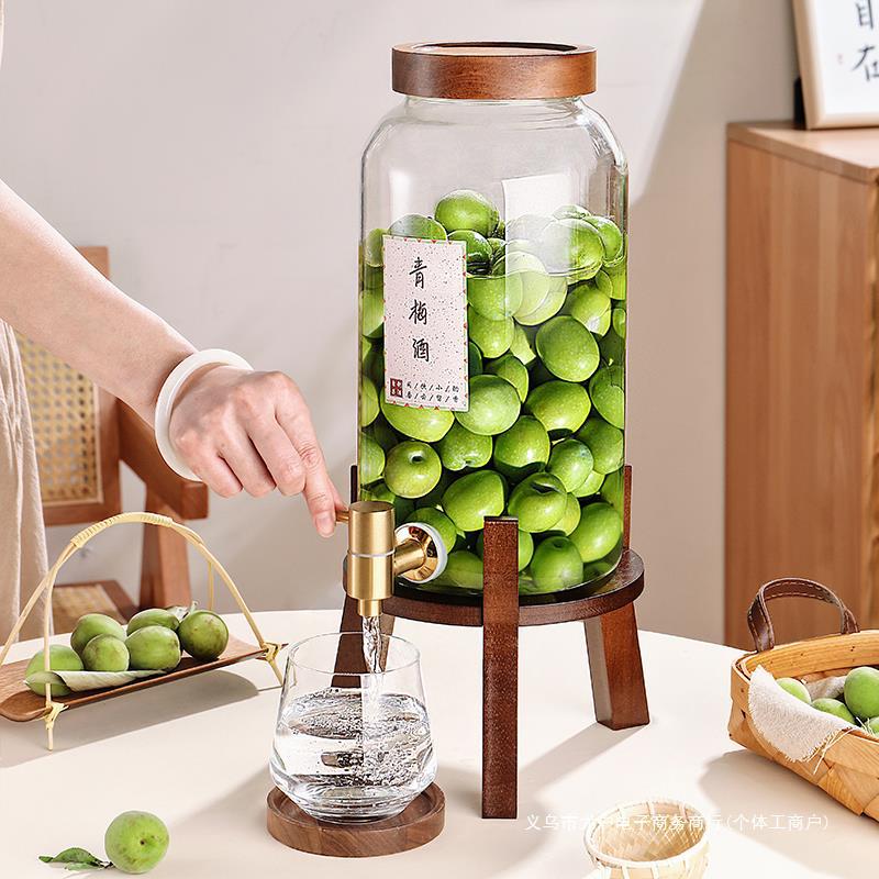 【折扣】冷水壶带龙头大容量凉水壶柠檬茶容器家用耐高温玻璃饮料