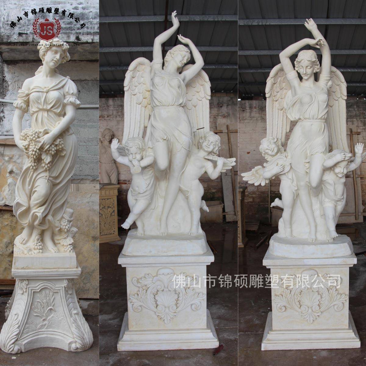 砂岩欧式人物雕塑摆件出口西方天使雕塑酒店玻璃钢人物圆雕雕像