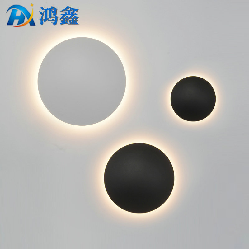 【折扣】创意壁灯LED现代简约圆形方形日食壁灯卧室组合背景客厅