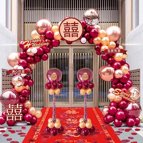 同蓝气口婚球拱门结婚专用礼装饰室外气球布置场景装饰农村门装庭