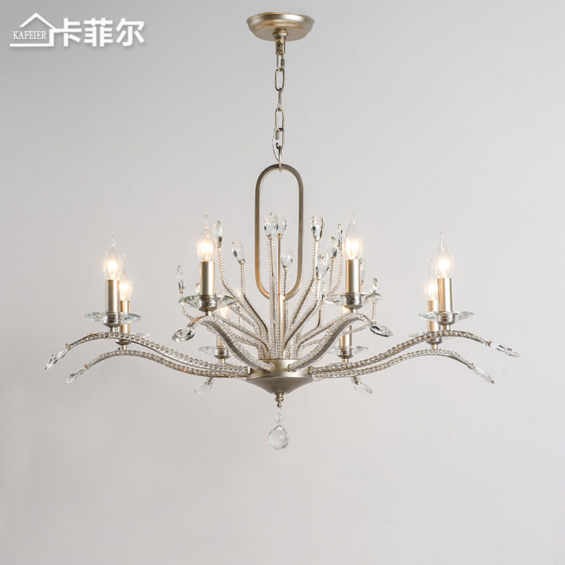美式乡村吊灯客厅餐厅灯法式蜡烛大气轻奢灯具创意个性卧室水晶灯