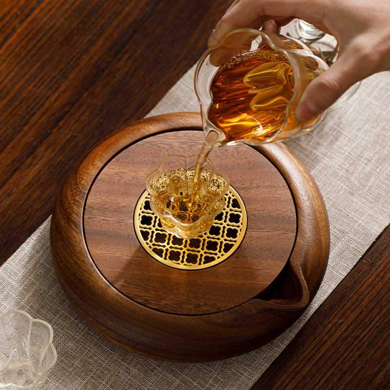 胡桃木茶盘实木整块家用茶海小型中式高端沥储水式干泡茶台茶托盘