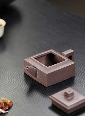方山逸士原矿段泥紫泥光素茶壶宜兴紫砂壶工堂直播供头茶具