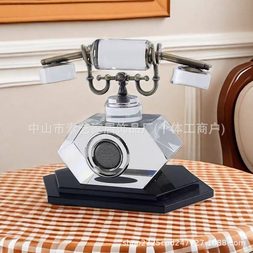 新中式复古水晶电话品机件板房居家客厅桌样摆面茶几软装饰BJ0129