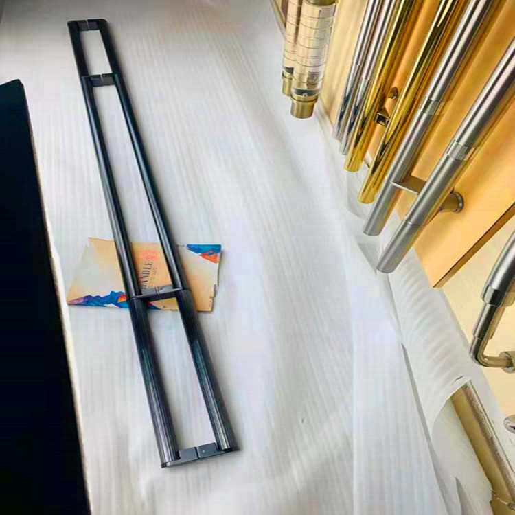 简约时尚拉手柜门创意茶色黑色衣柜门把手不锈钢黑钛条纹拉手