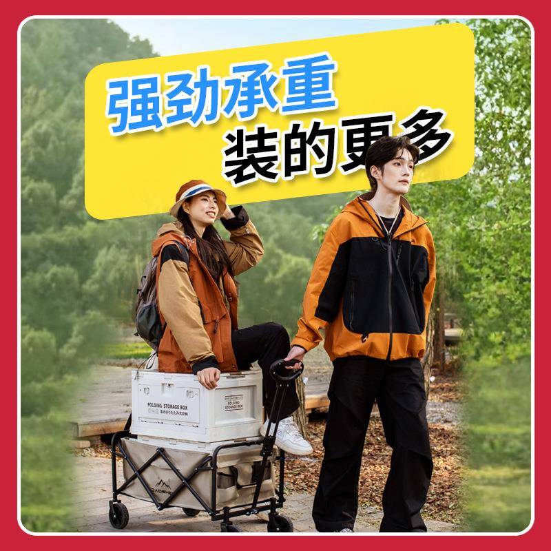 户外露营手推车摆摊车营地车野营可折叠野餐轻便旅行小拖车快递车