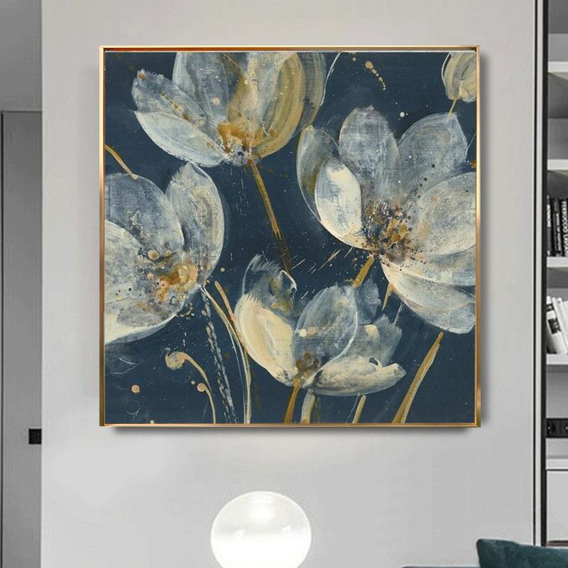 纯手绘油画客厅沙发背景花卉装饰画入户玄关走廊过道餐厅北欧挂画