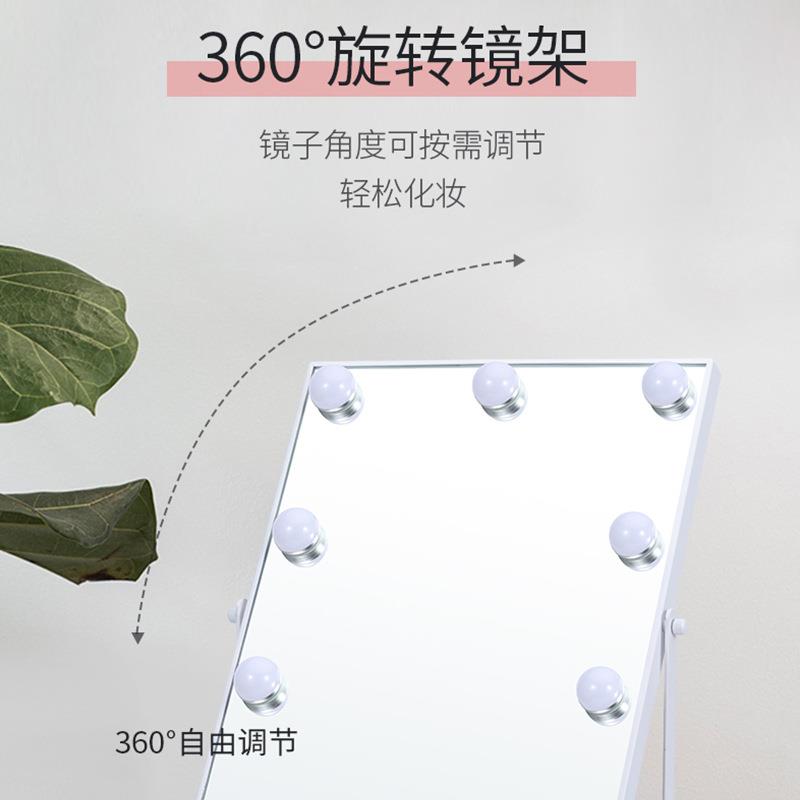 镜子化妆镜led带灯梳妆台商用梳妆镜台式外贸logo桌面镜补光跨境