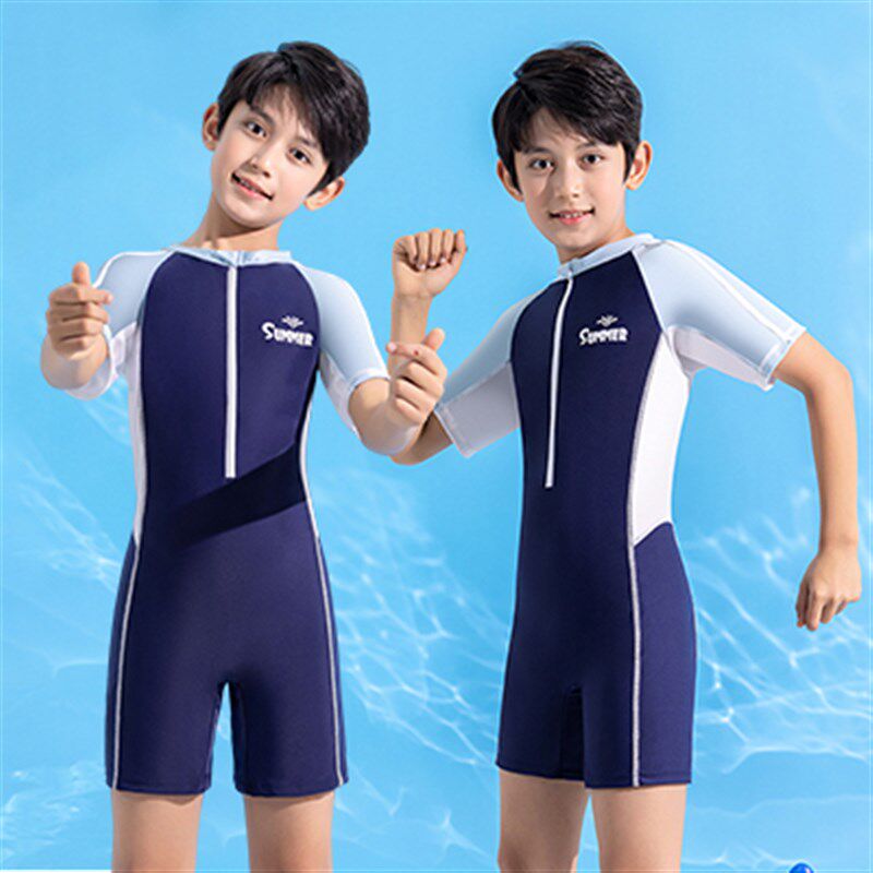 速发儿童男童202新款中大童连体游学泳泳裤套装男孩温生泉装