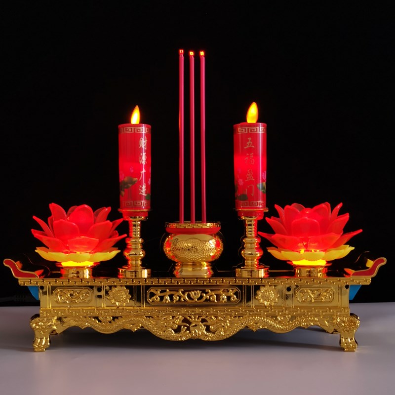 速发观家莲子灯插电香炉台一体佛台音用电腊台电花香烛长明供佛灯