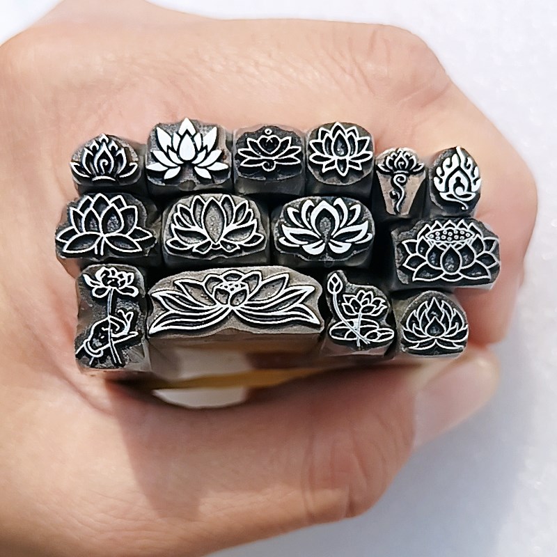 速发金银手镯吉言钢印刻刀莲花敲案刻刀錾金银首饰打子手图钢印可