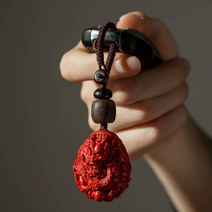 速发工砂祥龙男车扣手朱雕刻吊坠挂件龙年礼物复古汽士2024