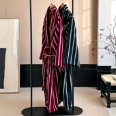 速发高袍条纹纯棉毛巾情浴端简约双层毛圈吸水袍子料侣四季 极简中