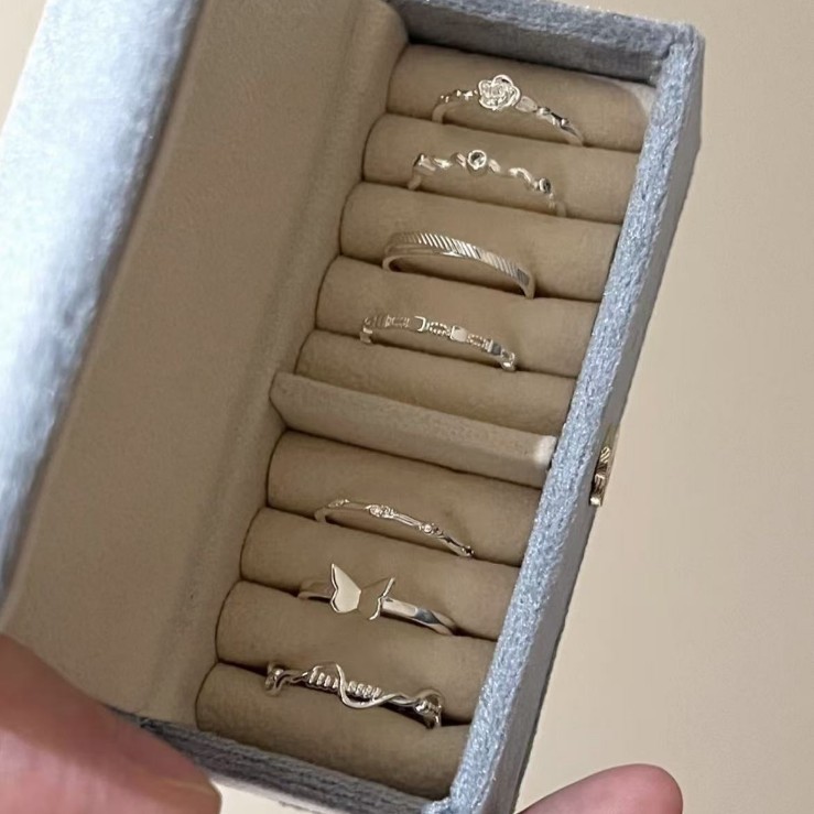 新款素圈S925纯银戒指女2025爆款轻奢高级感蝴蝶指环亮银开口戒指