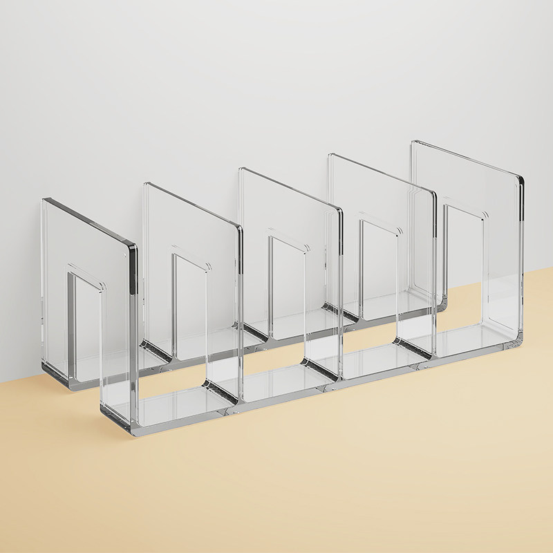 桌面阅读书立防倒书架收纳多格分隔板收纳盒固定创意书夹挡学生专用简约亚克力高颜值儿童ins风置物架办公室a