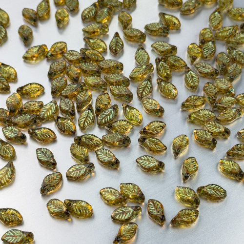树叶子珠6x12mm捷克进口琉璃珠