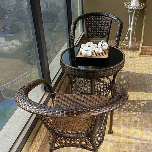速发腾椅藤椅家用三件套编织户外庭院台靠背椅子腾茶桌室外休闲座