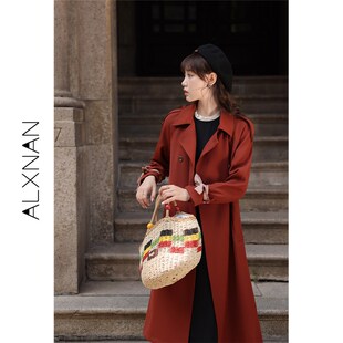 速发 砖红长高级感风衣外套2022年新款休闲中色款大衣