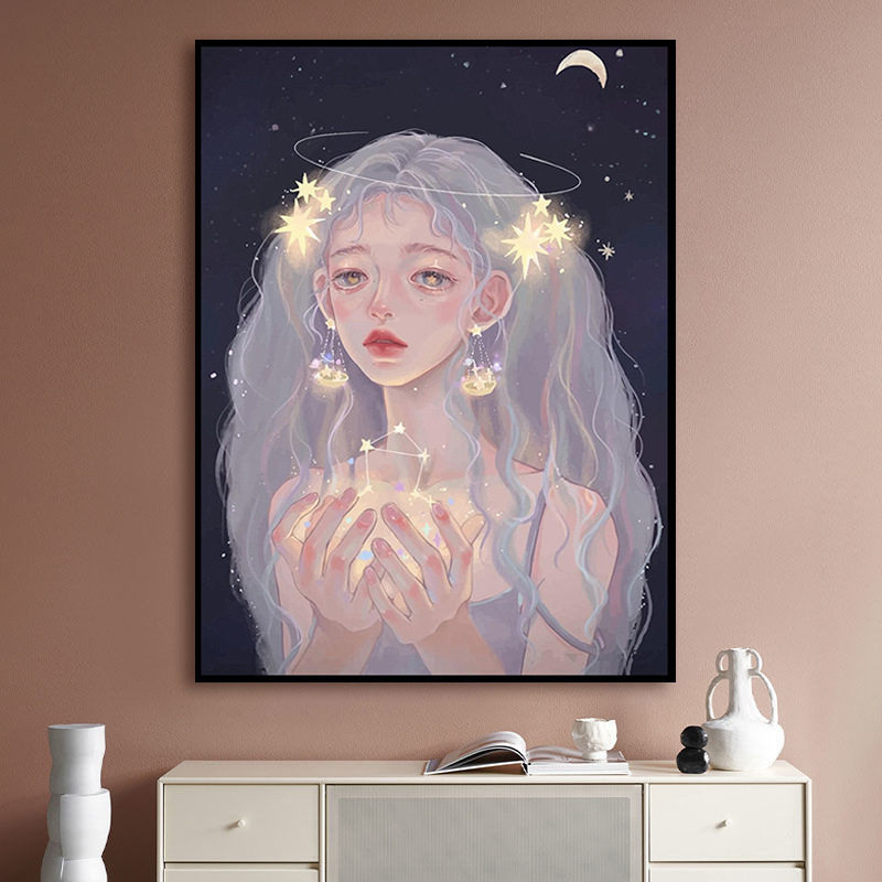 速发天油座数字油涂填充手绘丙烯手工画画色填色秤彩画治癒系画画