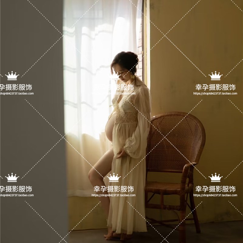 速发孕妇拍照服装影楼新款大纱孕妈唯美超仙性孕蕾丝肚裙感妇摄影