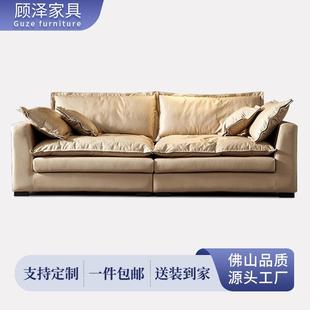 顾泽沙发双人客厅简约羽绒直排家具轻奢风布艺沙发科技布
