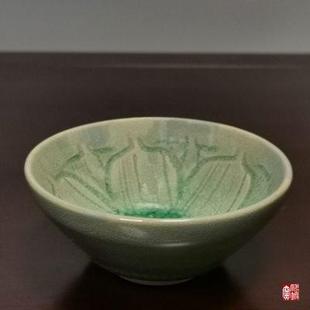 贵州非遗牙舟陶手工柴烧青釉莲花盏品茗杯主人杯个人专用茶盏茶艺