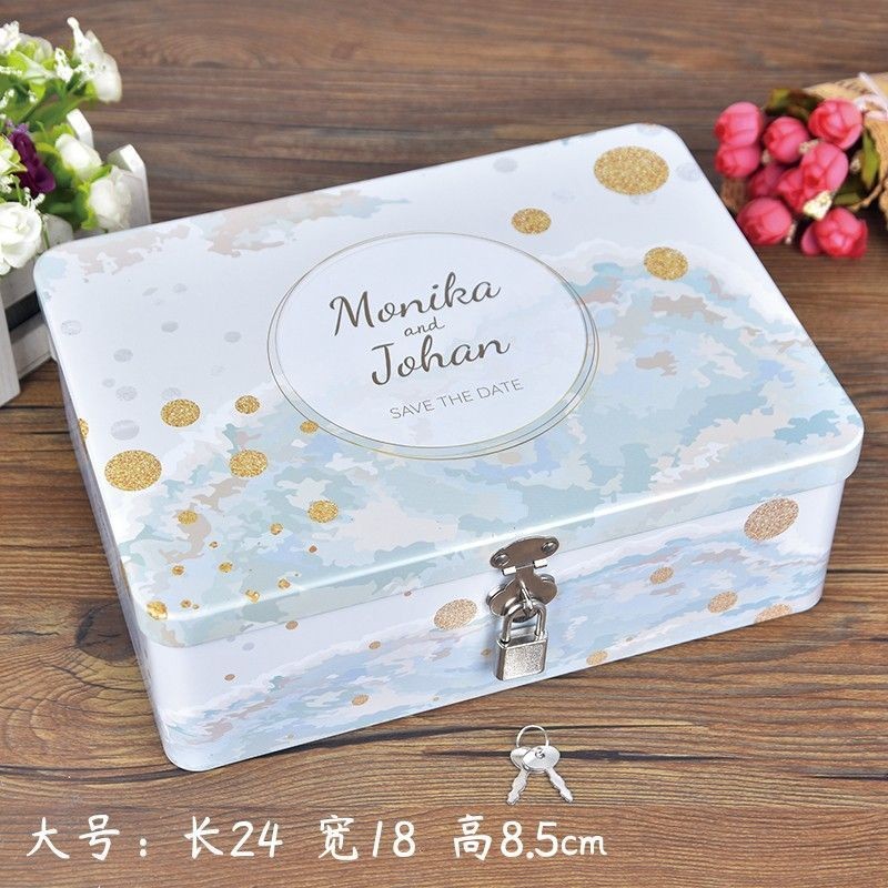 带锁收纳盒精致高颜值密码箱家用证件储物箱学生桌面化妆品收纳盒