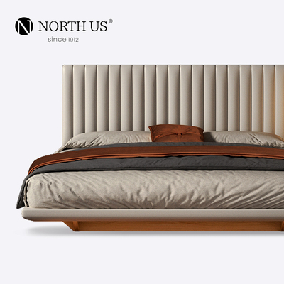 意式轻奢真皮头层牛皮现代简约悬浮床高箱储物双人床1.8米主卧NJ