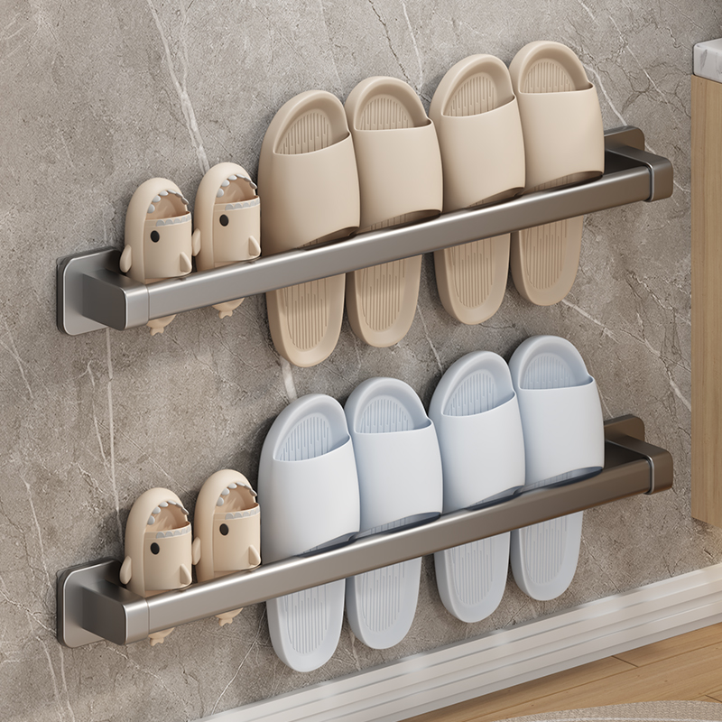 浴室免打孔拖鞋架化妆室置物架门后鞋子挂架收纳神器拖鞋沥水架子