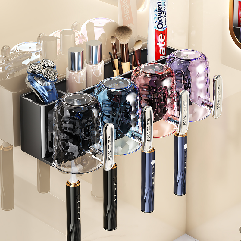 牙刷置物架壁挂式免打孔新款厕所化妆室刷牙杯漱口杯电动牙刷架子