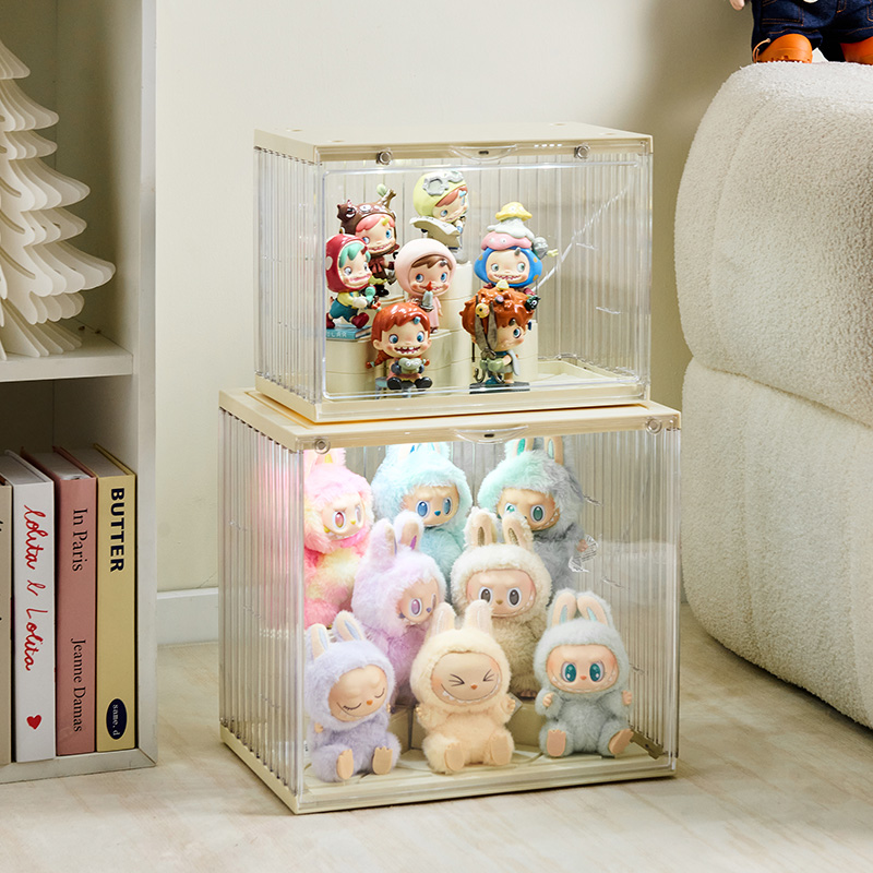 RMAX泡泡玛特盲盒收纳展示架玩偶灯光展示柜防尘公仔集装箱手办盒