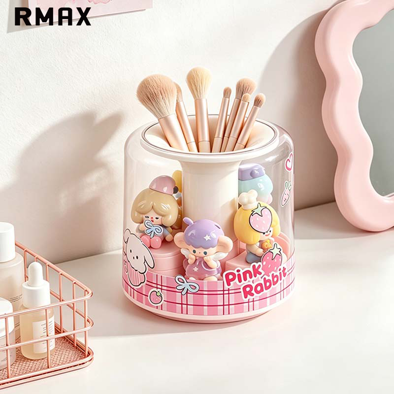 RMAX可旋转展示盒泡泡玛特手办盲盒子收纳桌面多功能透明防尘笔筒图片