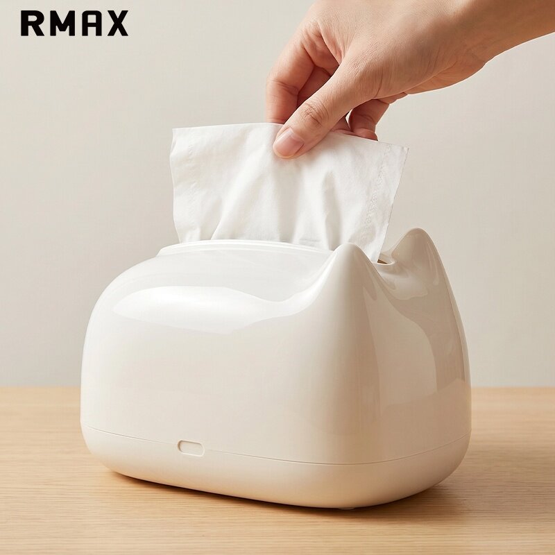 RMAX纸巾盒带弹簧奶油风创意猫咪客厅餐桌面抽纸轻奢高级新家礼物图片