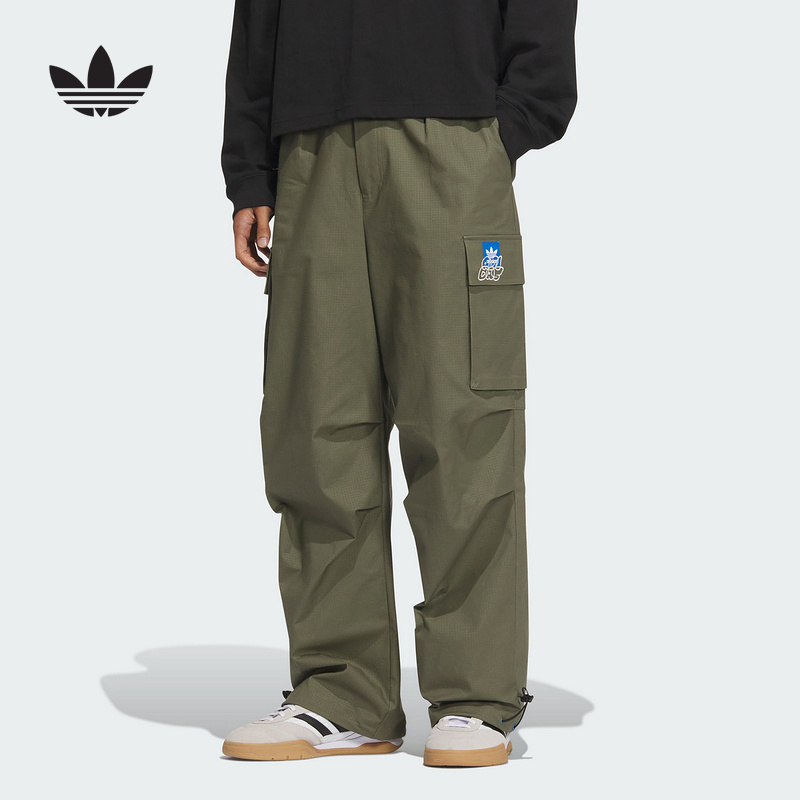 adidas阿迪达斯三叶草男休闲长裤子2025秋运动裤宽松工装裤KA8013