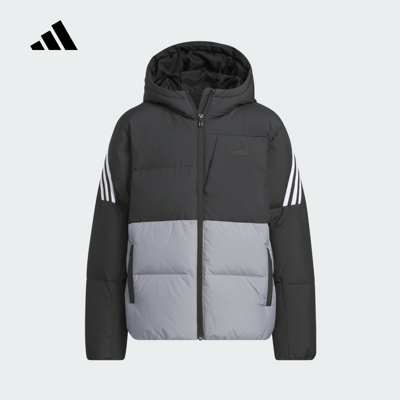 阿迪达斯儿童装冬新款男女童时尚保暖连帽运动羽绒服外套JI6145