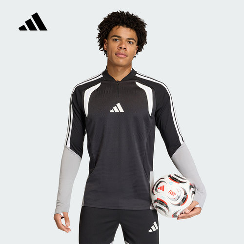 adidas阿迪达斯足球半拉链修身训练服春男拇指洞长袖T恤 JM0274