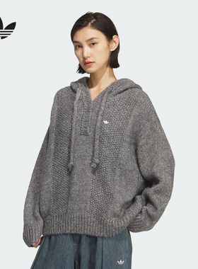 adidas阿迪达斯三叶草套头毛衣卫衣2025冬女潮流连帽外套 KS5967