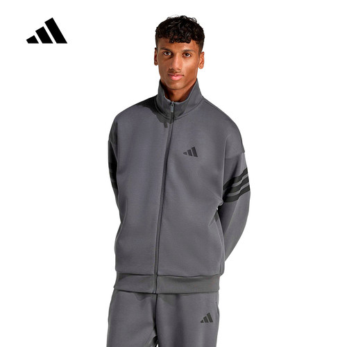 adidas阿迪达斯三条纹足球训练外套2026春男立领针织夹克 KD5235