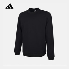 adidas阿迪达斯黑纯色无帽圆领运动套头衫2025冬男卫衣 KC5930