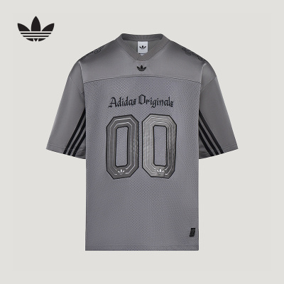 adidas阿迪达斯三叶草V领球衣风秋男T恤oversized短袖上衣 LD3866