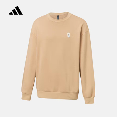 adidas阿迪达斯卡通动物刺绣圆领套头衫2025冬男纯色卫衣 JX1084
