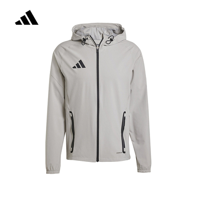 adidas阿迪达斯大儿童拉链口袋防风外套2025秋连帽运动夹克JY0490