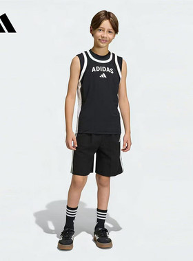 adidas阿迪达斯半袖2026夏男大童运动风休闲舒适短袖套装 KH0225