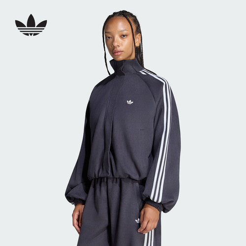 adidas阿迪达斯三叶草夹克2026冬女三条纹灯笼袖运动外套 LH1919