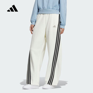 adidas阿迪达斯三条纹舞动系列香蕉裤 KC5456 2025冬女宽松针织长裤