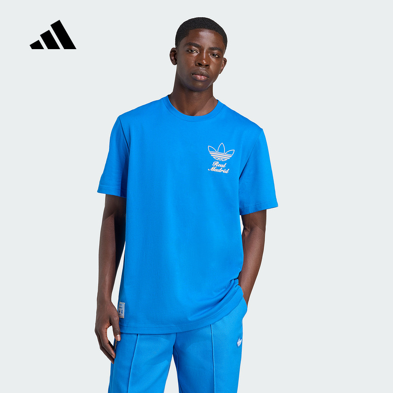 adidas阿迪达斯皇家马德里文化半截袖2025秋男棉质短袖T恤 JM2123