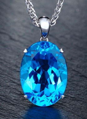 托帕石吊坠蓝宝石项链欧美莱茵河