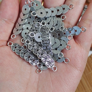 钱材料挂件五手牌装饰品合金五帝钱钱串子编绳铜电镀配饰吊坠