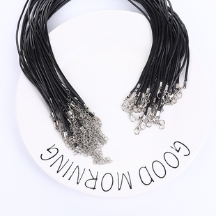 蜡皮绳项链绳韩国蜡线项链饰品配件龙虾扣皮绳黑皮绳吊坠蜡线项链